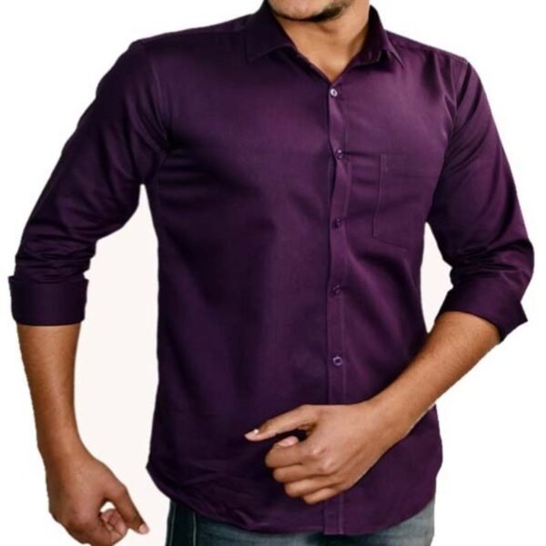 Baccote Men Slim Fit Solid Casual Shirt (Fame-Purple)