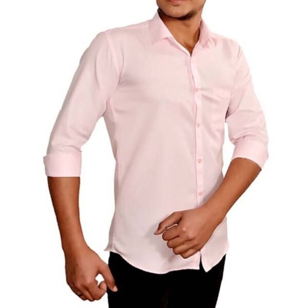 Baccote Men Slim Fit Solid Casual Shirt (Pink)