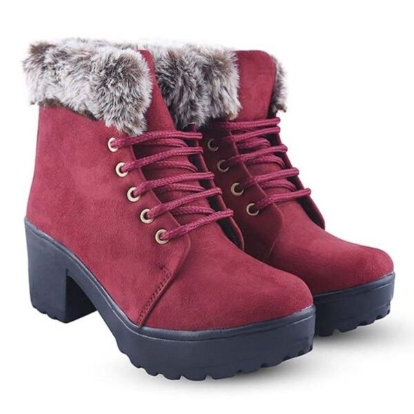Rodricks Women's Fashion Fur Boots Maroon