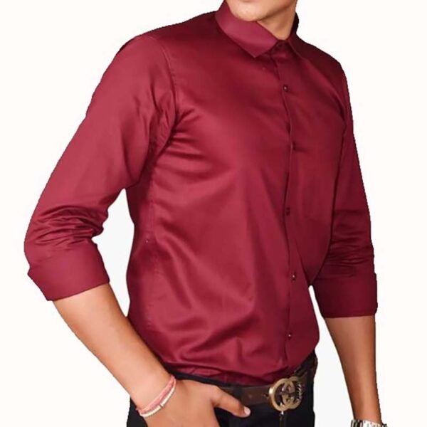 Baccote Men Slim Fit Solid Slim Collar Casual Shirt (MAROON)