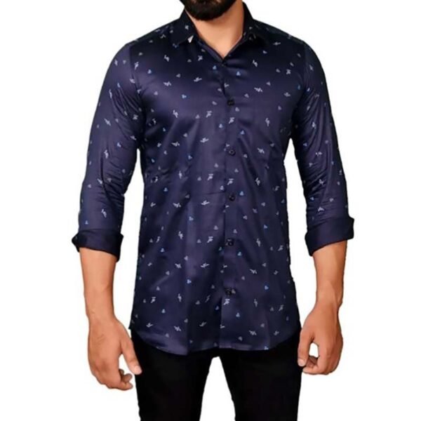 Baccote Men Regular Fit Floral Print Spread Collar Casual Shirt (Purple)