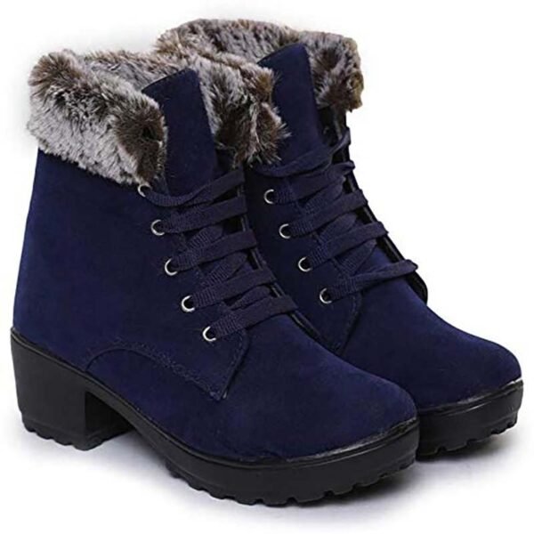 Rodricks Women's Fashion Fur Boots Navy Blue
